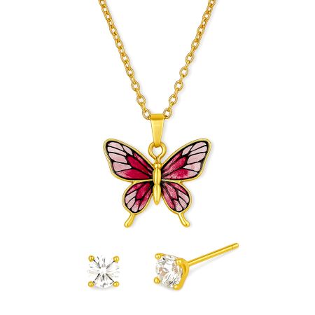 Elegant 18K Gold Plated Butterfly Necklace Set